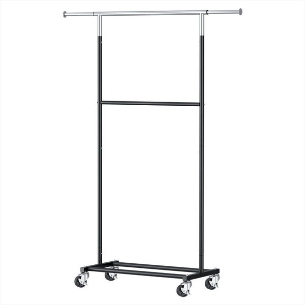 Clothes Rack Double Rod Airer Rail Coat Stand Adjustable Hanger Carousel 1
