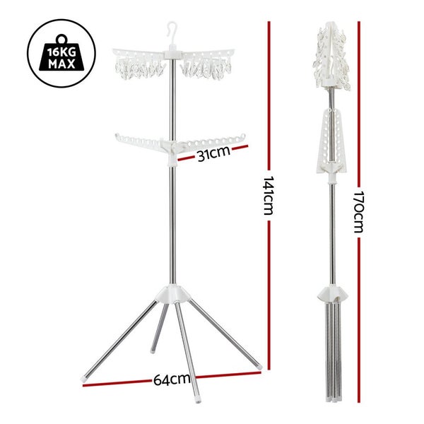 Clothes Rack Airer 2 Tier Rotatable Hanger Foldable Carousel 2