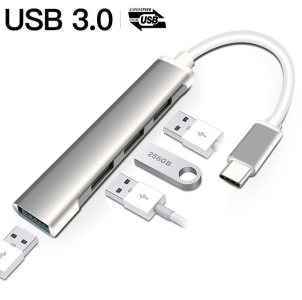 4 Port USB C to USB 3.0 Hub Compact Type C Expansion Adapter Carousel 2