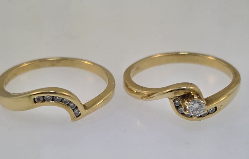 Modern Yellow Gold & Diamond 2 Ring Set + Valuation Carousel 2