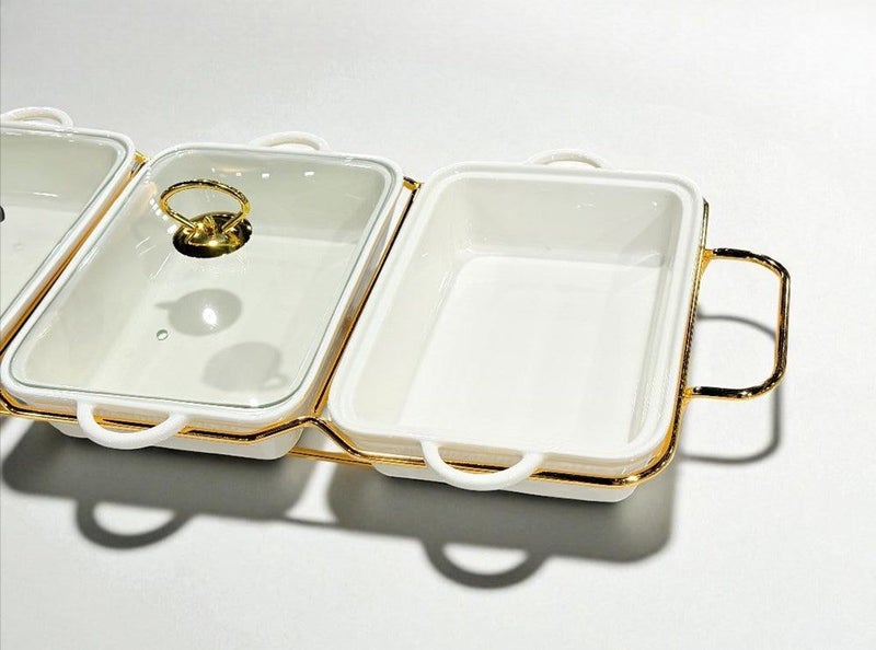 Gold Ceramic Chafing Dish 3pc YS19022-157 Carousel 2