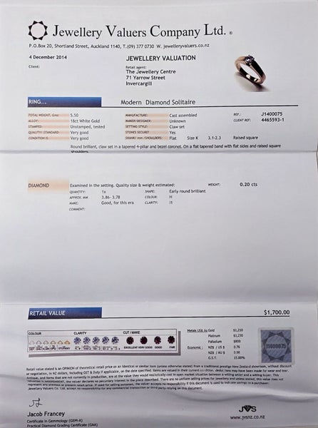Modern White Gold & Diamond Solitaire Ring + Valuation Carousel 5