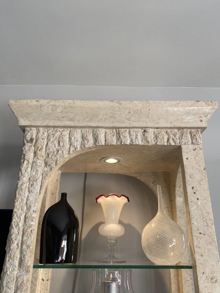 Beautiful Large Stone Facade 4 Tier Wall Unit with 3 Glass Shelves Carousel 5