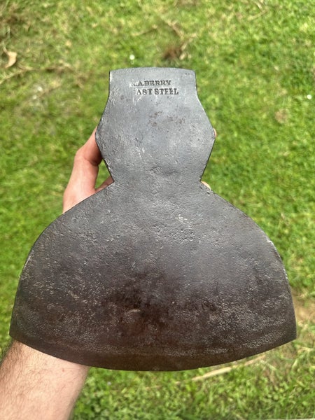 $1 reserve. Beautiful R.A.BERRY CAST STEEL stamped broad axe. (Over 7lbs) Carousel 1