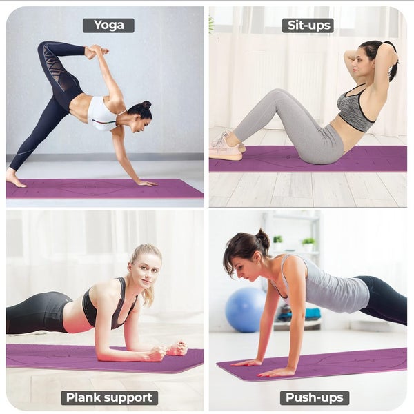 Centra Yoga Mat Non-Slip Fitness Exercise Workout Home Pilates & Floor Purple Carousel 9