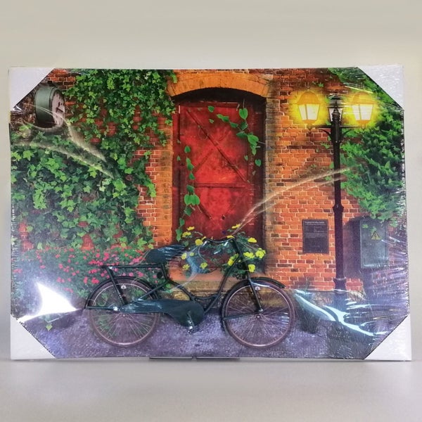 Vintage Bicycle LED Print - Red Brick Carousel 2