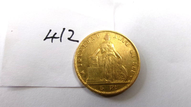 Gold 5 Peso Coin Chile 1857 Carousel 1