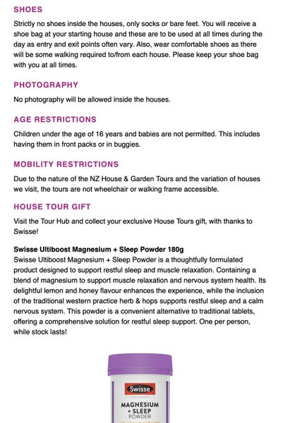 NZ House & Garden Tour Ticket x 1 Christchurch Saturday 21st February Carousel 4