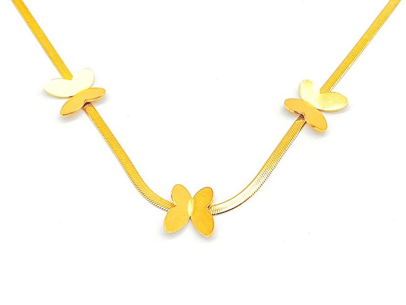 Elegant Gold Plated Butterfly Pendant Necklace Carousel 1