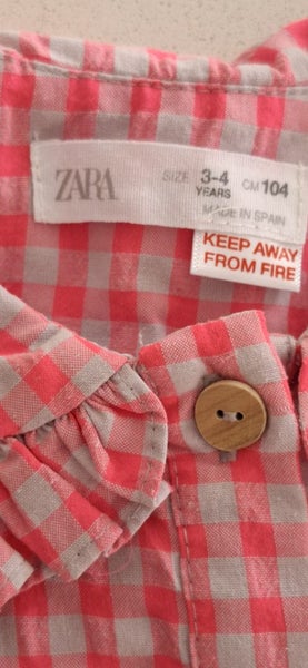 Zara pink checked dress sz 4 Carousel 2