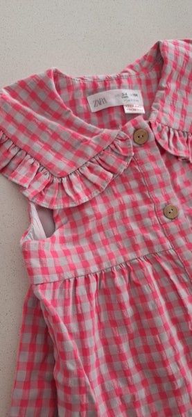 Zara pink checked dress sz 4 Carousel 3