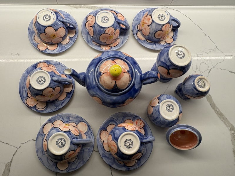 Stunning Christine Harris (NZ) Tea Set in Floral Cobalt & Violet Carousel 7