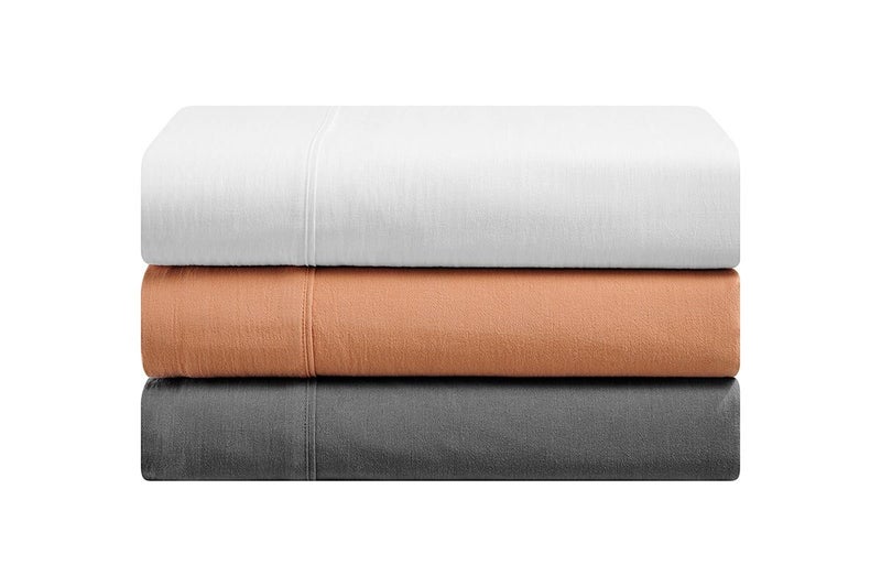 Brosa Stonewashed Cotton Sheet Set (Charcoal, Single) Carousel 6