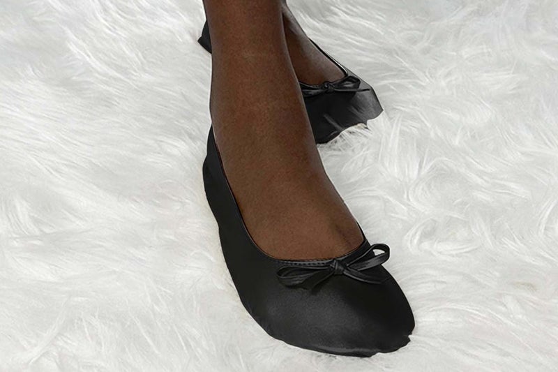 Women Foldable Ballet Flat Roll Slipper Shoes Dance Shoes Party Ball Prom-Black Carousel 5