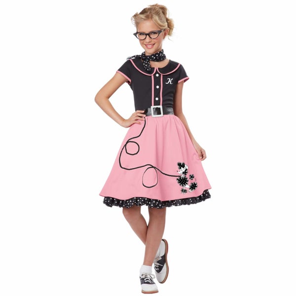 50s Sweetheart Greaser Pink Rock Roll Sock Hop Book Week Girls Costume Carousel 2