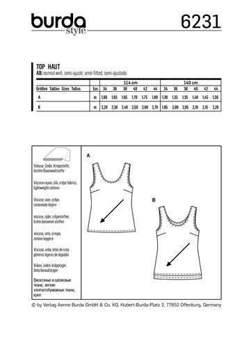 Burda Style Pattern 6231 Misses' Top with Rounded Neckline – Singe or Double Carousel 2