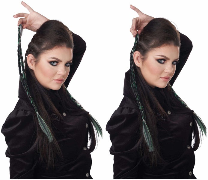 Steampunk Pirate Voodoo Viking Green Grey Child Girls Clip-In Braids Carousel 2