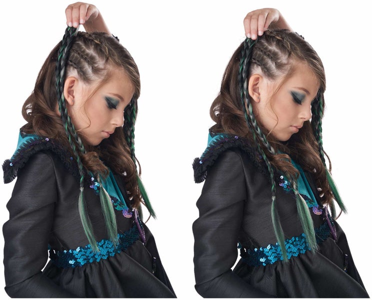 Steampunk Pirate Voodoo Viking Green Grey Child Girls Clip-In Braids Carousel 4