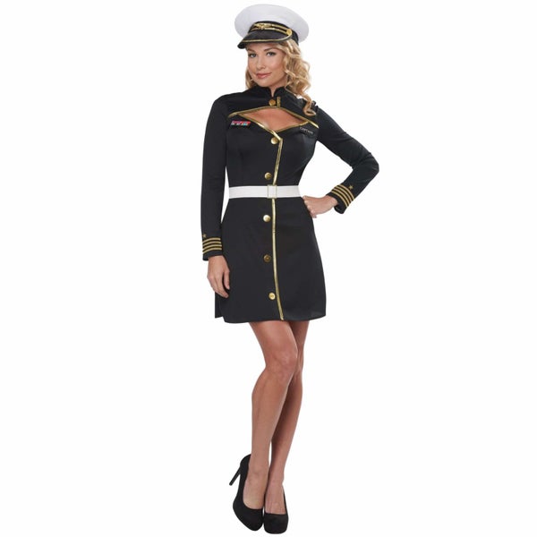 Navy Captain Black Dress Jacket Military Sailor Uniform Adult Womens Costume Carousel 1