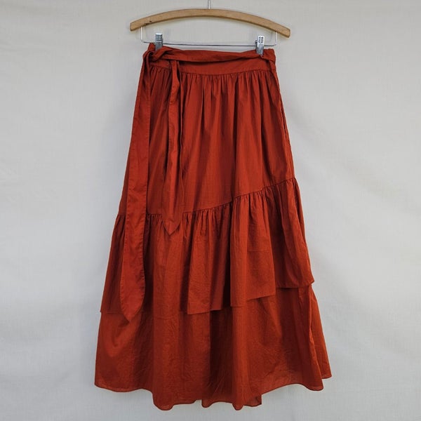 Jac + Jack Orange tiered Wrap skirt size 10 as new Carousel 4