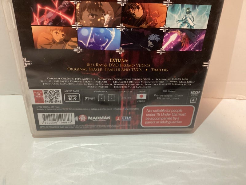 Fate Stay Night : unlimited Blade Works the Movie. Anime DVD ( Region 4) Madman Carousel 3