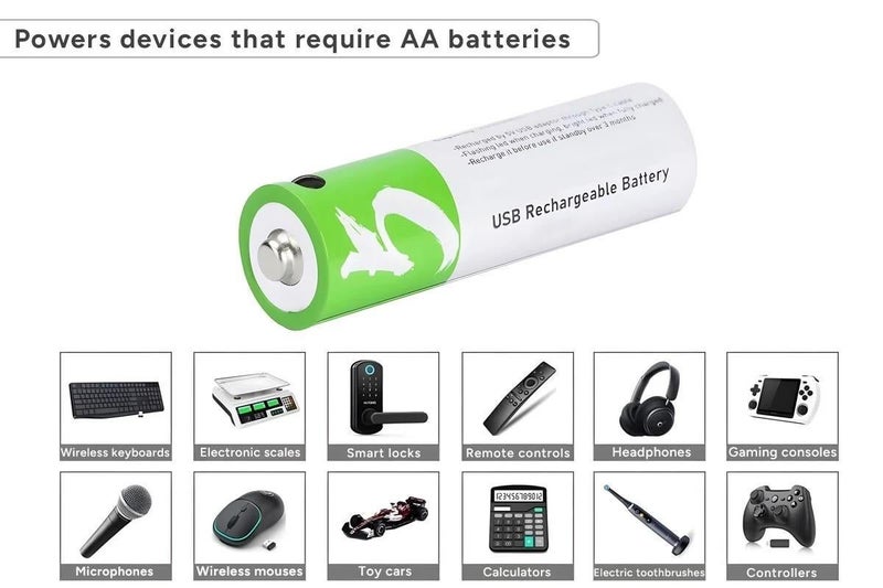 Rechargeable Lithium-Ion AA Batteries (4 Pack) Carousel 2