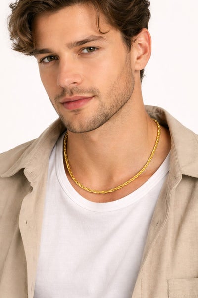 Elegant Gold-Tone Titanium Chain Necklace Carousel 1