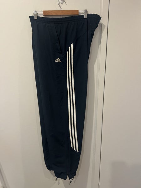 Vintage Y2K Adidas Track Pants Draw String Ankle Zip 3 Stripe Size Large Carousel 1