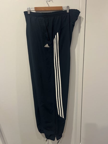 Vintage Y2K Adidas Track Pants Draw String Ankle Zip 3 Stripe Size Large Carousel 2