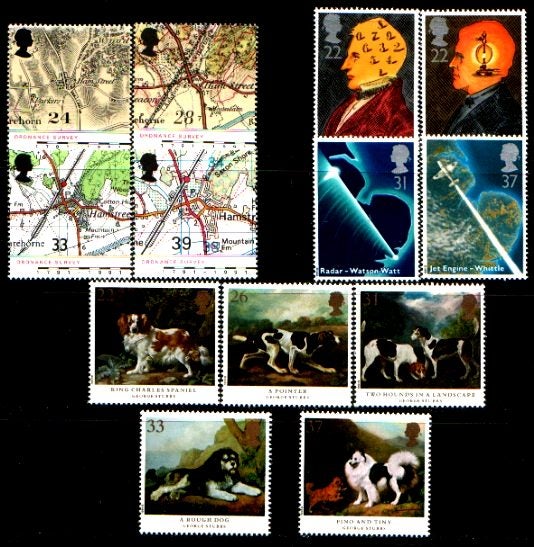 1991 GB 3 Sets: Scientific Achievements, Dogs & Maps MNH Carousel 1