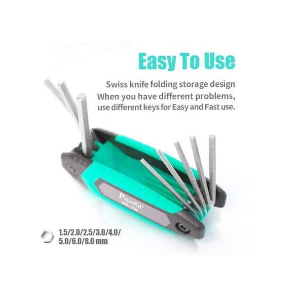 ProsKit 8 PCS Folding Hex Key Set (1.5, 2, 2.5, 3, 4, 5, 6, 8mm) / 2 Years Carousel 2