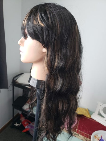 22inch black n bronze looking highlights synthetic wig Carousel 2