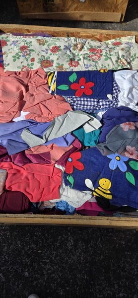 $1 = RES Wooden crate #53 assorted material, possibly linen etc Carousel 2