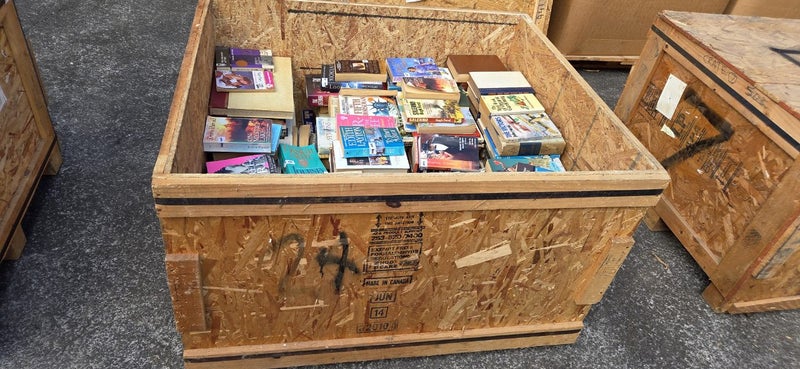 $1 = RES Wooden crate #56 assorted books Carousel 2