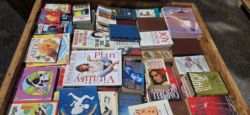 $1 = RES Wooden crate #62 assorted books Carousel 2