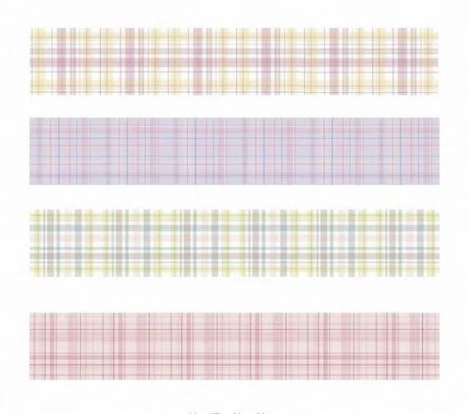 4 Rolls of Checked Sticky Tape for Crafting - Floral Purple Theme Washi Tape Set Carousel 2