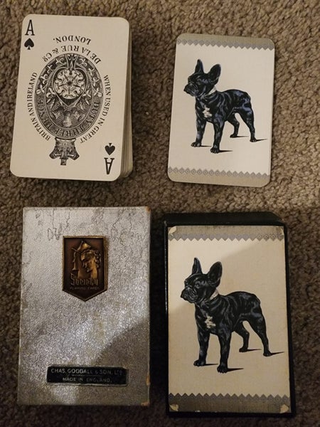 $1 reserve - Vintage Chas Goodall & Son Society Playing Cards – French Bulldog Carousel 1