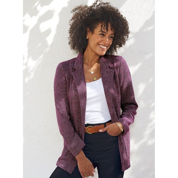 Comfortable Style Knitted Coatigan - Size 16 - Burgundy Carousel 1