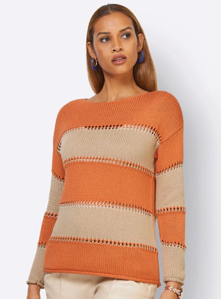 Citrus Stripe Sweater - Size 14 - Terracotta Carousel 1