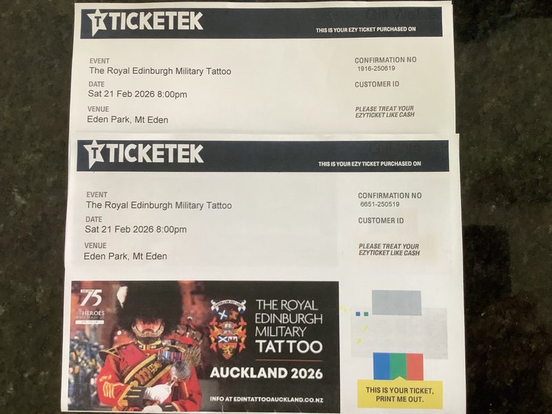 2 GENUINE TICKETS FOR THE ROYAL EDINBURGH MILITARY TATTOO Carousel 1
