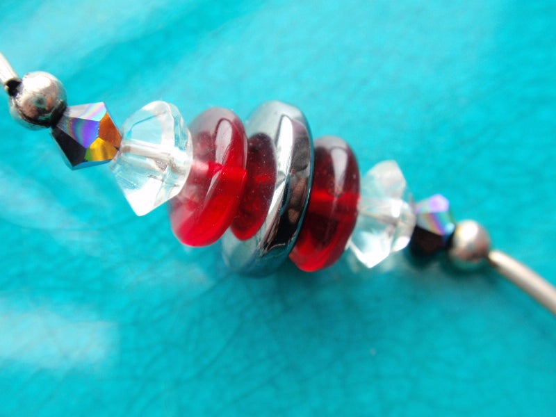 Crystal , hematite and silver bead necklace, 925 clasp Carousel 2