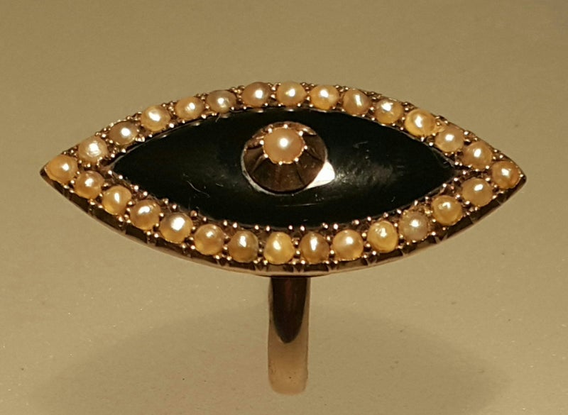 Victorian 15ct Gold Pearl Mourning Ring 7grams Carousel 2