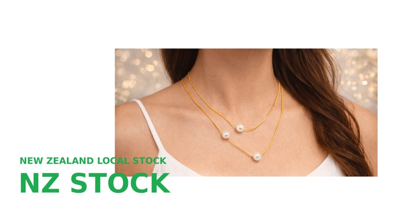 White Pearl Necklace Gold Pearl Necklace 14K Gold Plated Necklace Carousel 1