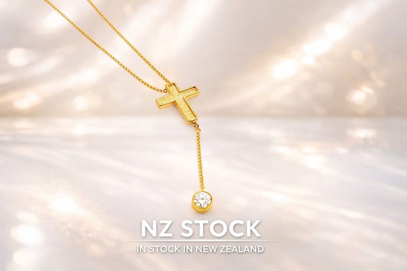 Sparkling Cross Necklace with CZ Carousel 1