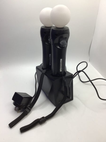 * 2x PS VR V1 PS Move Wands / Remotes for PS3 / PS4 w/ Charging Dock! * Carousel 2