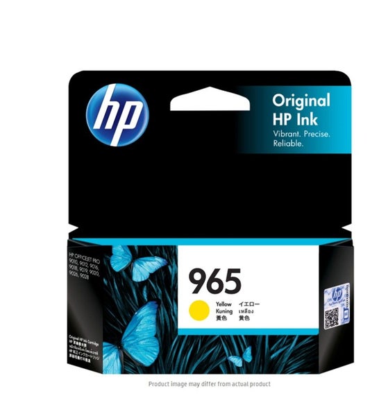 HP 965 Ink Cartridge - Yellow 700 Pages - for OfficeJet Pro 9010 9012 9018 9019 Carousel 1