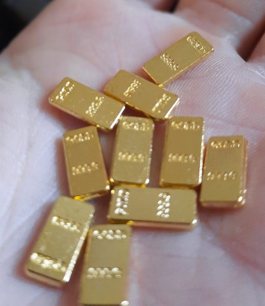 Novelty Replica Mini Gold Bars 15 Piece Set 999.9 Coated Bullion n Display Case Carousel 7