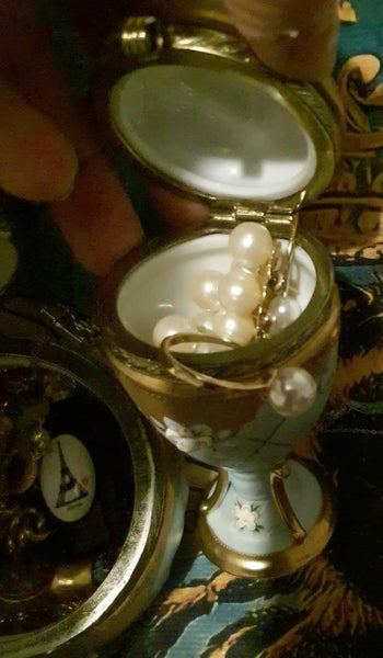 $1RES!! WINTERS CHEER PORCELAIN TRINKET+RING Boxes WILL JEWELRY Carousel 1