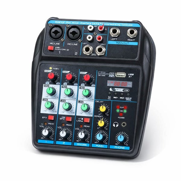 Compact Audio Mixer – Mic, Instrument & Music Control – 2 Channel