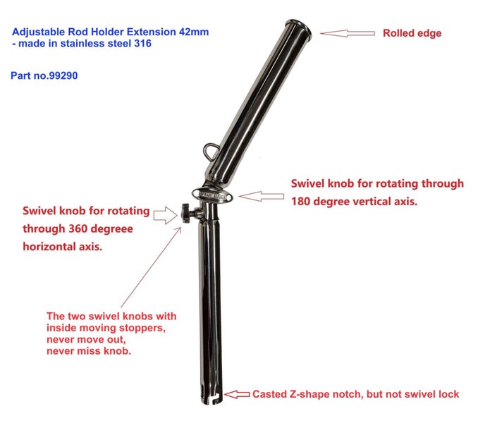 2 Outrigger Rod Holder Adjustable Trolling Fits Both 30 & 90 Degree Rod Holders Carousel 1
